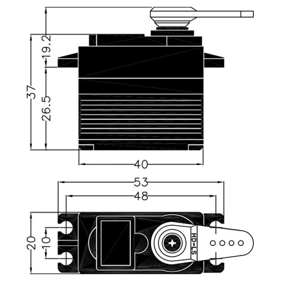HS-7955TG 20mm, Coreless, Standard Voltage, High Torque, Titanium Gear Actuator (6V)